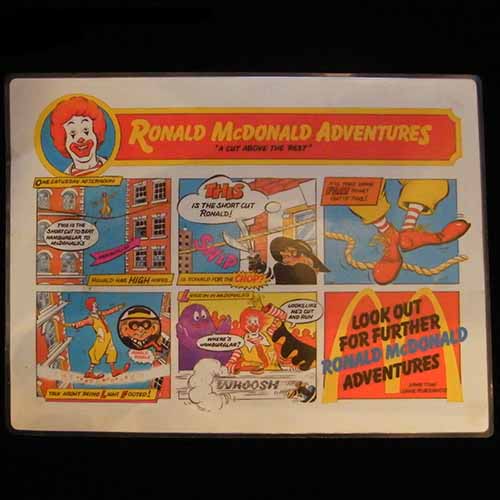 1987 Ronald McDonald Adventures Placemats — Reverse side