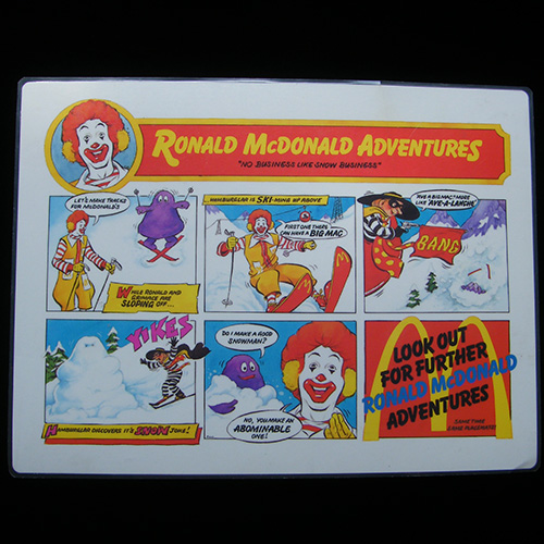 1987 Ronald McDonald Adventures Placemats — Reverse side