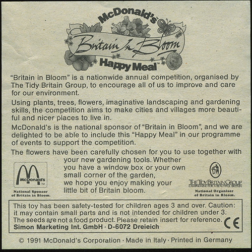 1991 Britain in Bloom — Reverse side