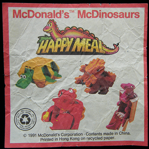 1992 McDinosaurs — Insert
