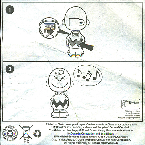 2015 Snoopy Charlie Brown — Insert