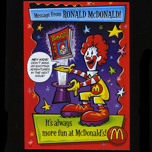 Ronald McDonald First Issue — Reverse side