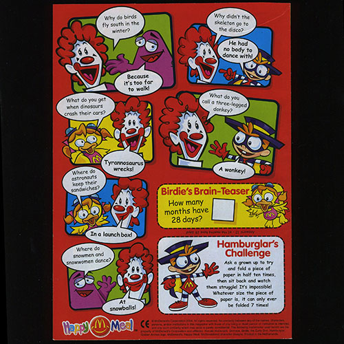 Ronald McDonald Magazine #5 — Reverse side