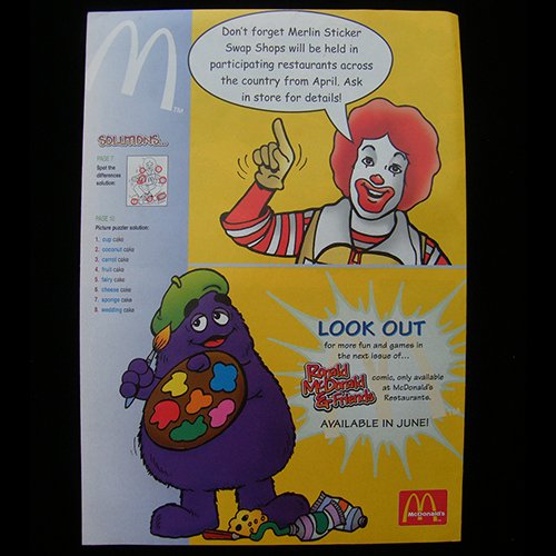 Ronald McDonald & Friends #1 — Reverse side