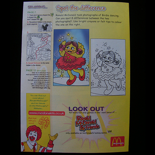 Ronald McDonald & Friends #4 — Reverse side