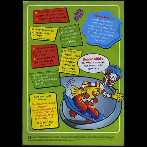 Ronald McDonald Magazine #6 — Reverse side