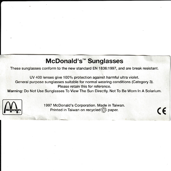 1997 McDonalds Sunglasses